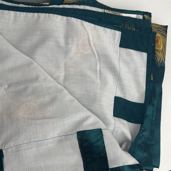 RARE Pier 1 Satin Teal Peacock Feather Curtains - Picture 4 of 4